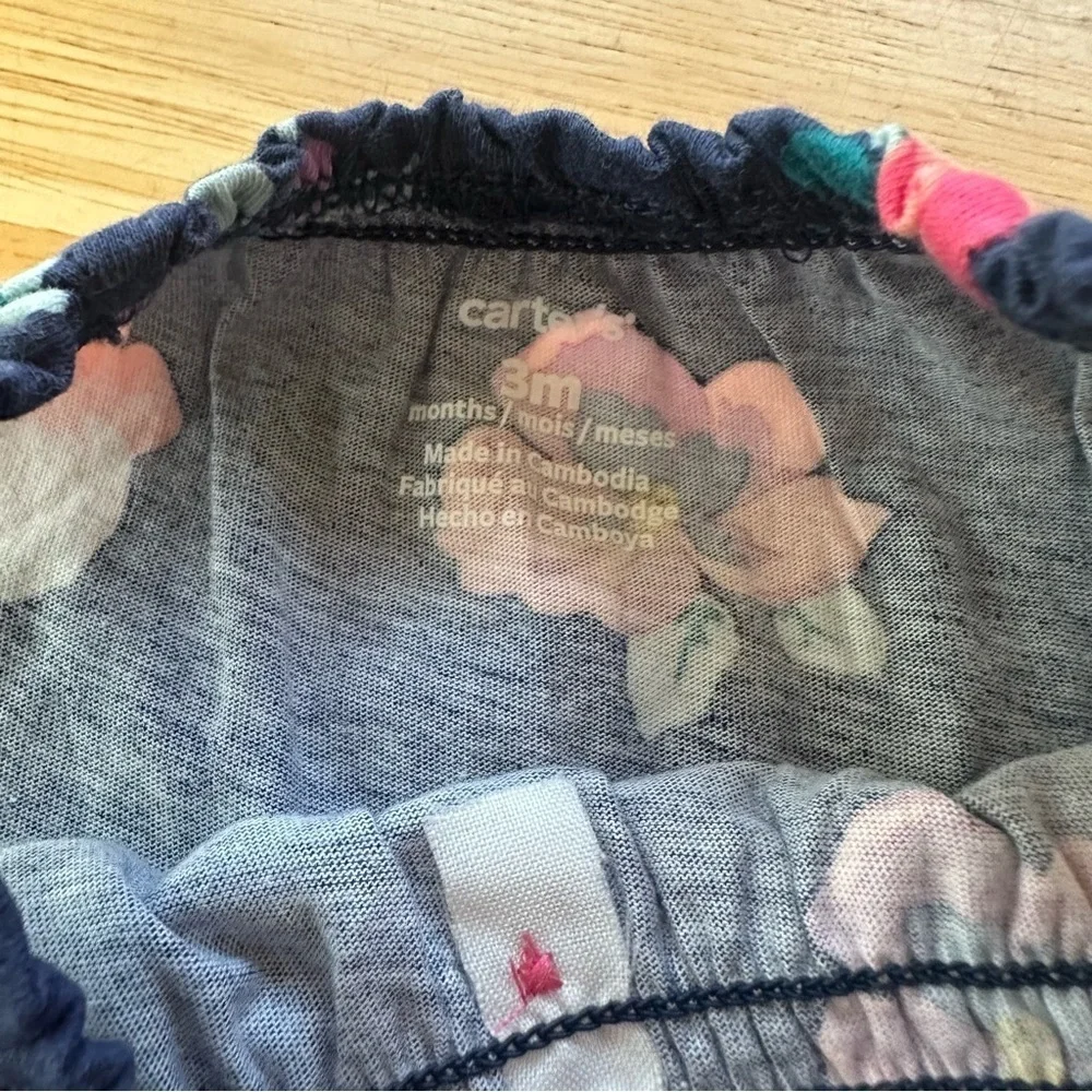 Carter's Baby Girl Navy Pink Floral Jumpsuit Blue 3M 3 Months Spring Summer